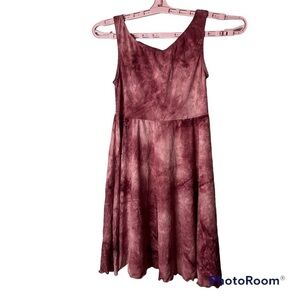 Balera dance tank top dress tie-dye maroon cream S ruffle polyester spandex